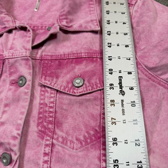 Free People X We The Free Rumors Denim Jacket Pink Acid Wash Women's X-Large - Picture 6 of 6